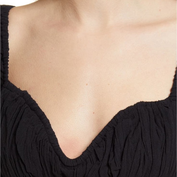 *Last Chance* Free People Chloe Smocked Tie Neck Cotton Top Black 🤍 - Picture 5 of 9